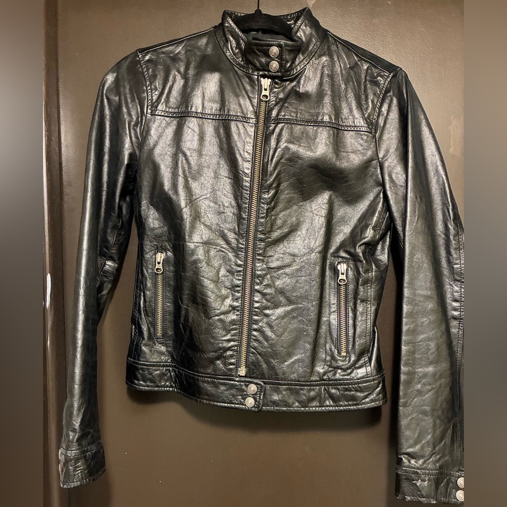 GAP Black Leather Moto Jacket